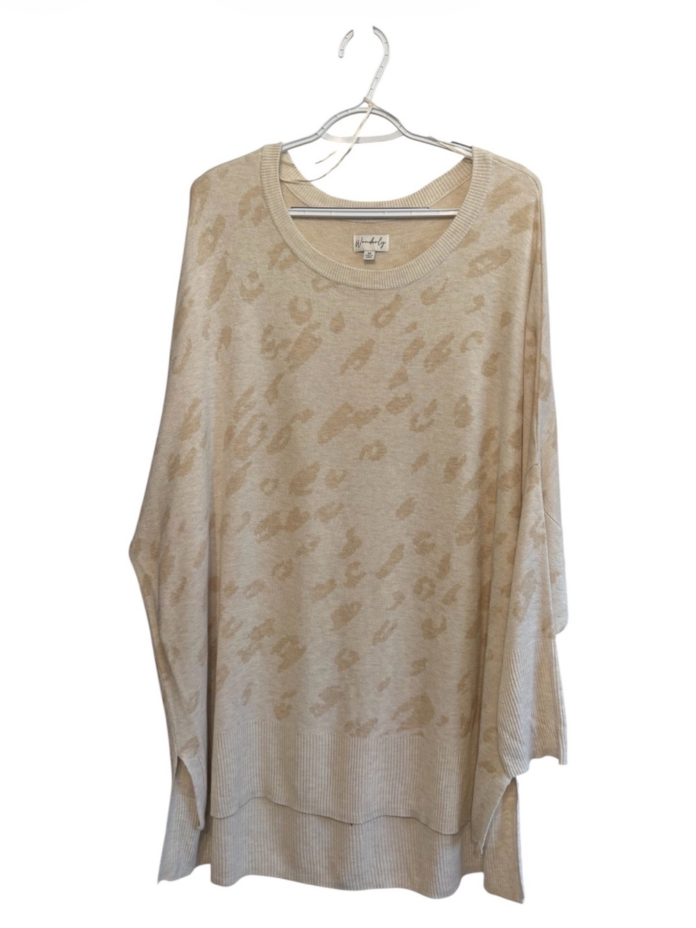 Wonderly Neutral Leopard-Print Oversized Pullover - Beige